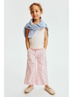 H&M - Girls Pink Lace-Trimmed Seersucker Pant