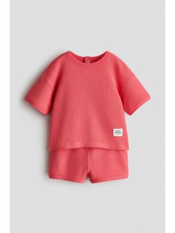 H&M - Boys Red 2-Piece Waffled Cotton Set
