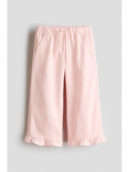 H&M - Girls Pink Frill-Trimmed Cotton Trouser