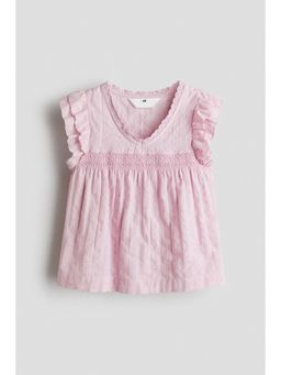 H&M - Girls Pink Flutter-Sleeved Top
