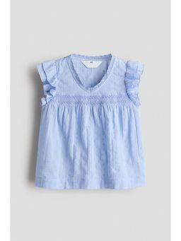 H&M - Girls Blue Flutter-Sleeved Top