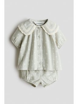 H&M - Girls Green 2-Piece Cotton Muslin Set
