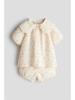 H&M - Girls White 2-Piece Cotton Muslin Set