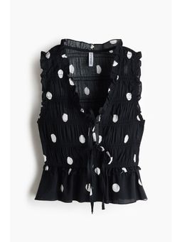 H&M - Women Black Tie-Detail Smocked Top