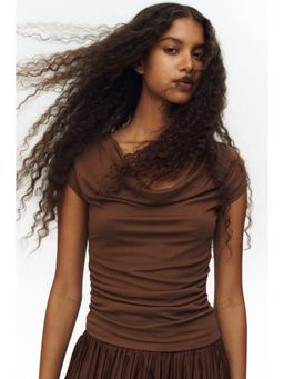 H&M - Women Brown Draped Jersey Top