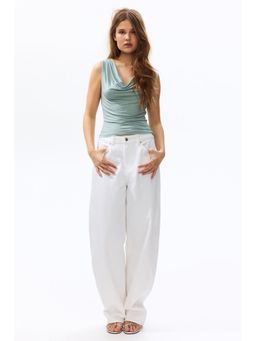 H&M - Women Turquoise Cowl-Neck Jersey Top