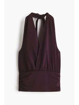 H&M - Women Purple Jersey Halterneck Top