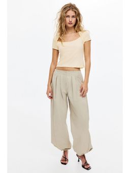 H&M - Women Yellow Square-Neck Cotton Top