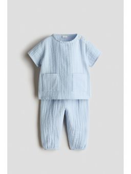 H&M - Boys Blue 2-Piece Cotton Muslin Set