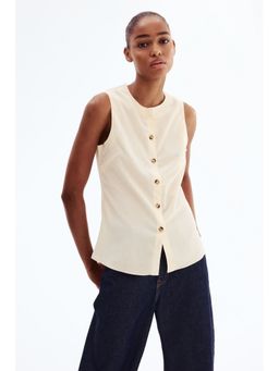 H&M - Women Beige Crinkled Jersey Waistcoat