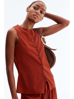 H&M - Women Orange Crinkled Jersey Waistcoat