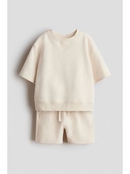 H&M - Boys Beige 2-Piece Cotton Sweatshirt Set