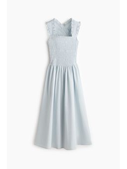 H&M - Women Blue Smocked Poplin Dress