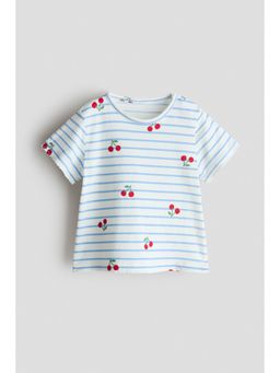 H&M - Girls White Printed Cotton T-Shirt