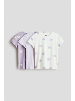 H&M - Girls Purple 3-Pack T-Shirts