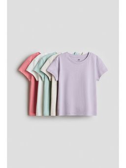 H&M - Girls Purple 5-Pack T-Shirts