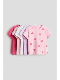 H&M - Girls Pink 5-Pack T-Shirts