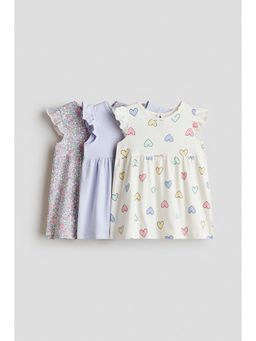 H&M - Girls Purple 3-Pack Printed Cotton Dresses