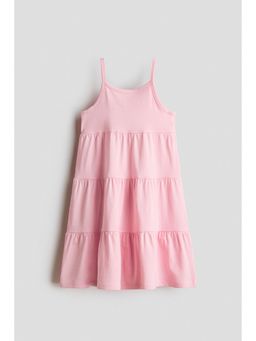 H&M - Girls Pink Tiered Cotton Dress
