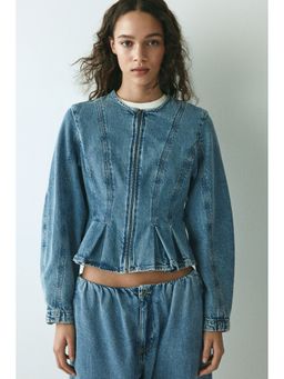 H&M - Women Blue Denim Peplum Top