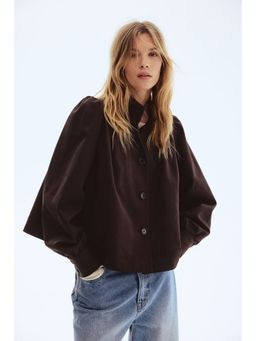H&M - Women Brown Puff-Sleeved Twill Jacket