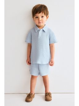 H&M - Boys Blue 2-Piece Pointelle-Knit Set
