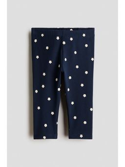 H&M - Girls Blue Printed Cotton Leggings