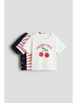 H&M - Girls Blue 3-Pack Cotton T-Shirts
