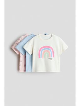 H&M - Girls White 3-Pack Cotton T-Shirts