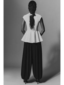 H&M - Women White Ponte Di Roma Peplum Top