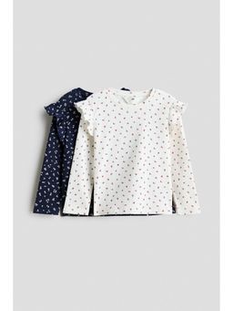 H&M - Girls Blue 2-Pack Flounce-Trimmed Tops