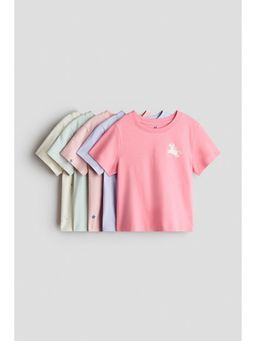 H&M - Girls Pink 5-Pack Cotton T-Shirts