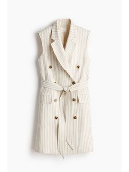 H&M - Women White Linen-Blend Blazer Dress