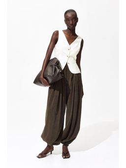 H&M - Women White Linen-Blend Waistcoat