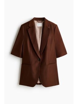 H&M - Women Brown Short-Sleeved Blazer