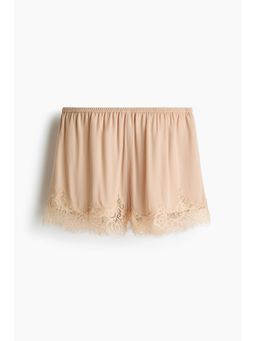 H&M - Women Pink Lace-Trimmed Viscose Shorts