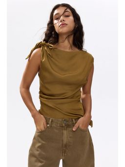 H&M - Women Green Asymmetric Tie-Detail Top