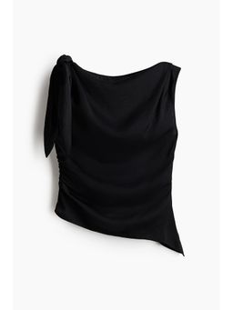 H&M - Women Black Asymmetric Tie-Detail Top