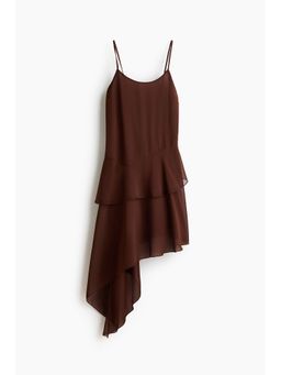 H&M - Women Brown Asymmetric Chiffon Dress