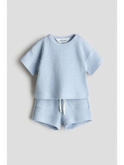 H&M - Boys Blue 2-Piece Waffled Cotton Set