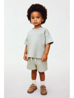 H&M - Boys Green 2-Piece Waffled Cotton Set