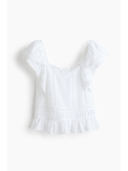 H&M - Women White Lace-Trimmed Top