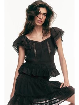 H&M - Women Black Lace-Trimmed Top