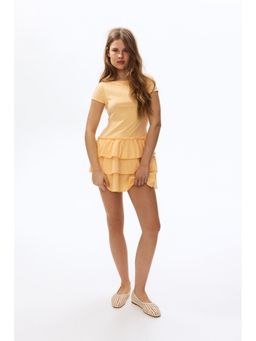 H&M - Women Yellow Tiered Cotton Dress