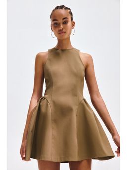 H&M - Women Beige Flared-Skirt Dress