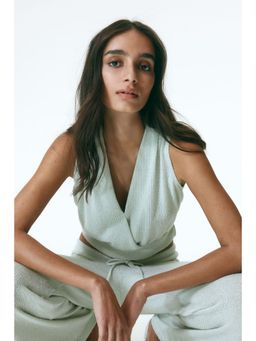 H&M - Women Green Knitted Wrap Top