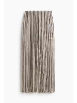 H&M - Women Beige Wide Hole-Knit Trousers
