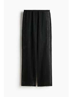 H&M - Women Black Wide Hole-Knit Trousers