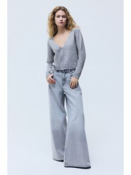 H&M - Women Grey V-Neck Cardigan