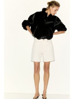 H&M - Women White High-Waisted Denim Shorts